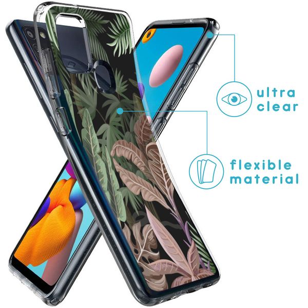 imoshion Design Hülle Samsung Galaxy A21s - Dschungel - Grün / Rosa