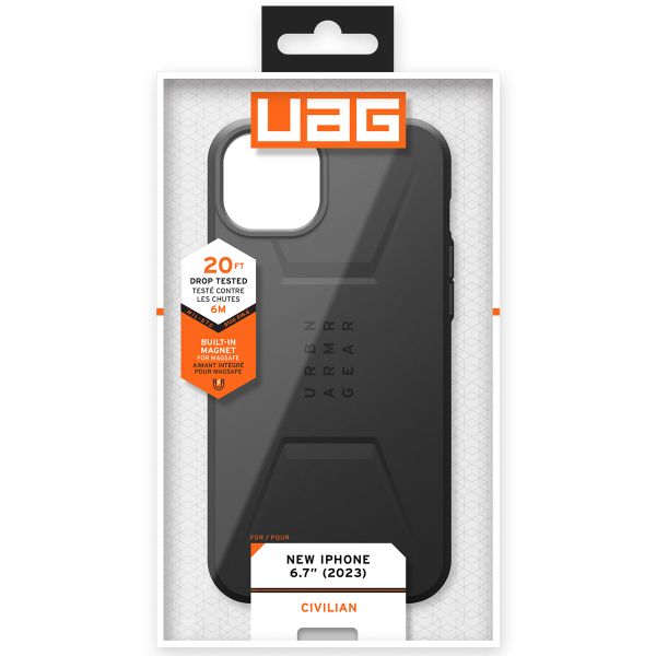 UAG Civilian Backcover MagSafe für das iPhone 15 Plus - Schwarz