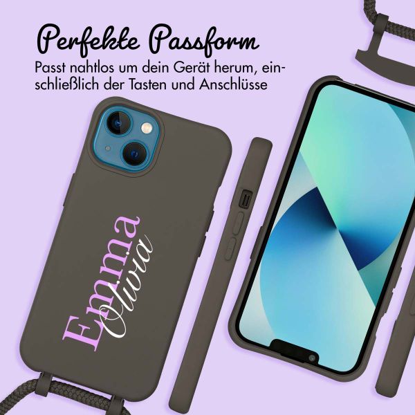 Personalisierte Color Backcover MagSafe mit abtrennbarem Band und Namen für iPhone 13 - Black Coffee