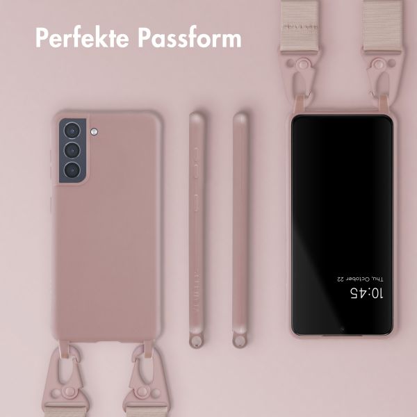 Selencia Silikonhülle mit abnehmbarem Band für das Samsung Galaxy S21 - Sand Pink