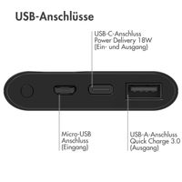 imoshion Powerbank - 10.000 mAh - Schnelles Aufladen und Power Delivery - Schwarz