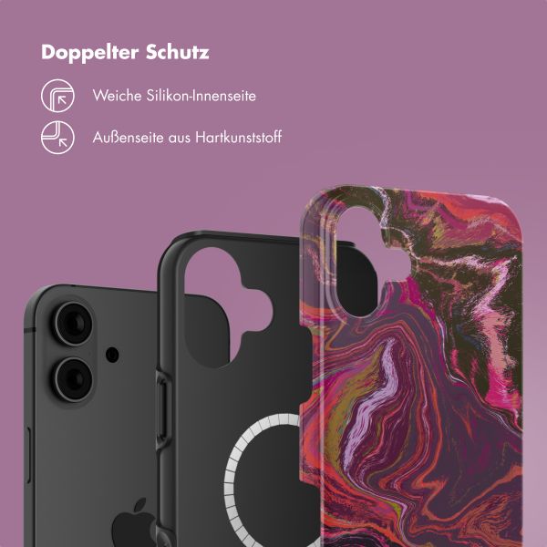 Selencia Vivid Tough Back Cover MagSafe für das iPhone 16 - Marble Purple