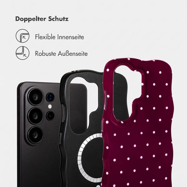 Selencia Vivid Wavy Backcover mit MagSafe Samsung Galaxy S26 Ultra - Happy Dots Burgundy