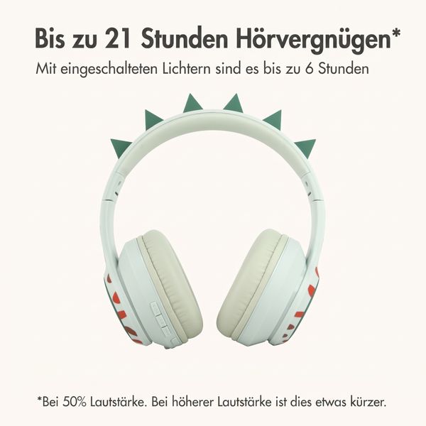 imoshion Kabellose Kinderkopfhörer Dino LED Light - Dezibelbegrenzer - Mit AUX-Kabel - Brown / Orange