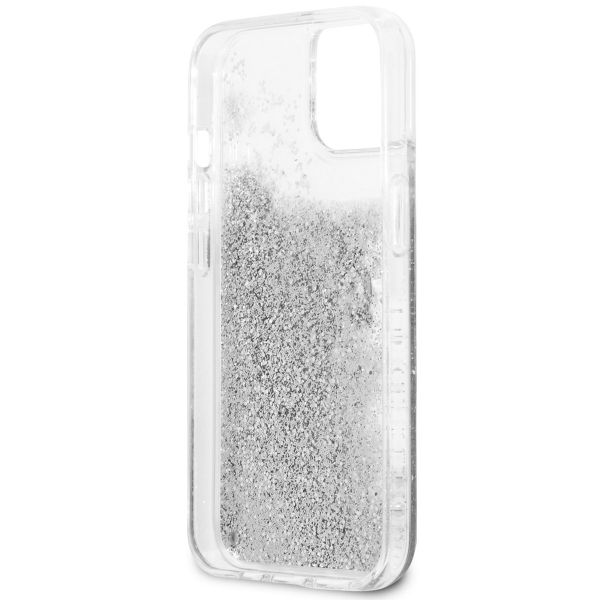 Guess 4G Logo Liquid Glitter Back Cover für das iPhone 13 - Silver