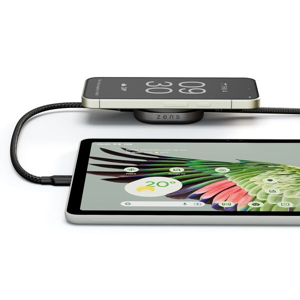 Zens Pro 2 USB-C-Kabel mit kabellosem Ladegerät für Telefon / Earbuds - MagSafe und Qi2 - Schwarz