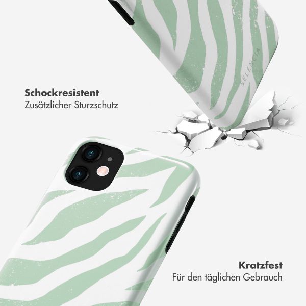 Selencia Vivid Tough Back Cover für das iPhone 11 - Colorful Zebra Sage Green