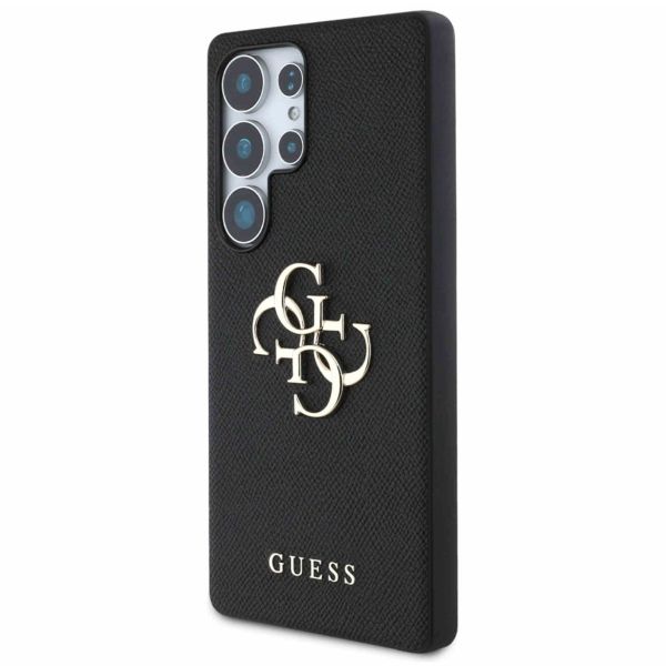 Guess 4G Metal Logo Saffiano Backcover Samsung Galaxy S25 Ultra - Schwarz
