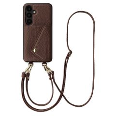 Selencia Sera HandyHülle mit Kordel und Umschlag-Kartenhalter Samsung Galaxy S25 / S24 - Chocolate Brown