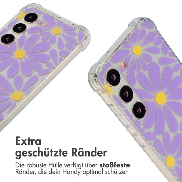imoshion Design Hülle mit Band Samsung Galaxy S23 - Tropical Violet Flowers Connect
