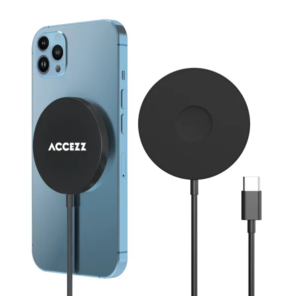 Accezz Wireless Charger USB-C | Drahtloses MagSafe- und Qi2-Ladegerät - 1 Meter - Schwarz