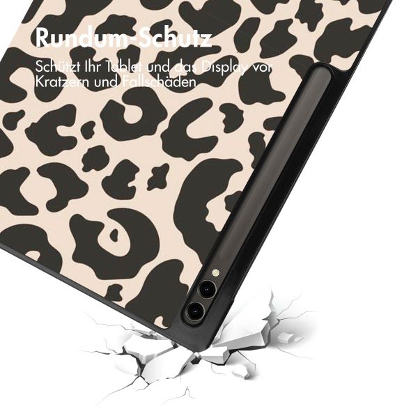 imoshion Design Trifold Klapphülle für das Samsung Galaxy Tab S10 Ultra / Tab S9 Ultra - Leopard