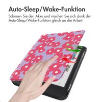 imoshion Design Slim Hard Case Klapphülle Kobo Clara Colour / BW - Dusty Rose Blossom