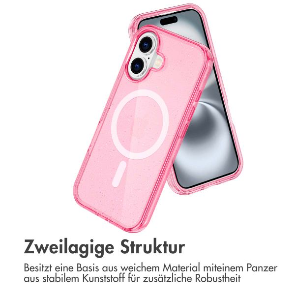 imoshion Sparkle Back Cover mit MagSafe für das Apple iPhone 16 - Glitzer Rosa