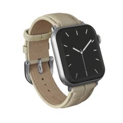 Burga Armband aus echtem Leder für Apple Watch Series 1 - 11 / SE / Ultra (44/45/46/49 mm) - Buttermelt / Silver