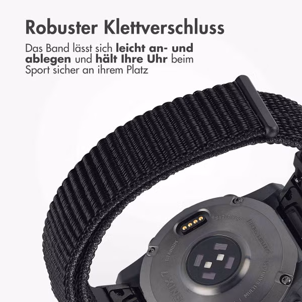 imoshion QuickFit® Nylon Armband -   Garmin 22 mm Anschluss - Größe L/XL - Schwarz