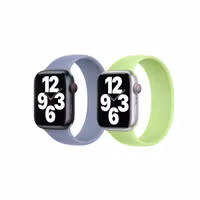 Apple 2 Pack Silikon Solo Loop für Apple Watch | 44/45/46/49 mm - Größe 5 - Winter Blue/ Sprout Green