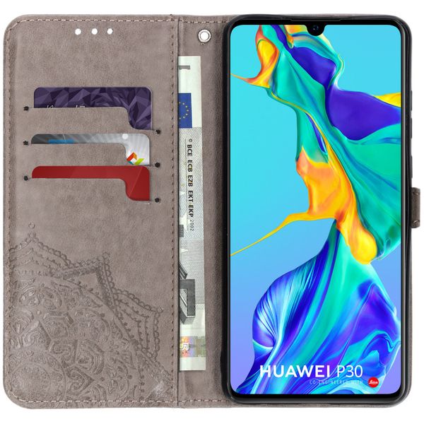 Mandala Klapphülle Grau für das Huawei P30