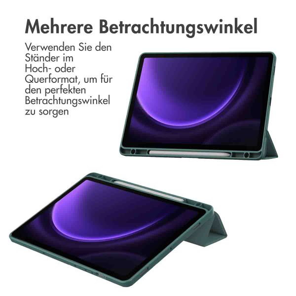 imoshion Trifold Hardcase Klapphülle für das Samsung Tab S9 FE 10.9 Zoll / Tab S9 11.0 Zoll - Grün