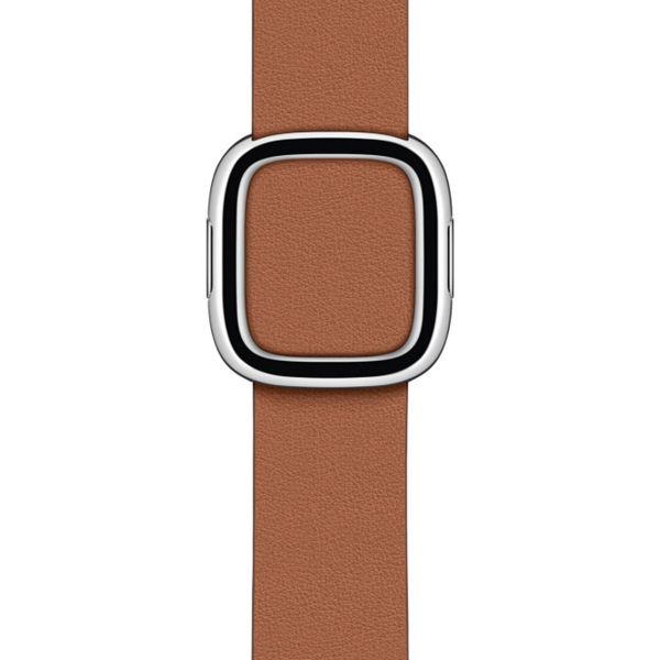 Apple Leather Band Modern Buckle für die Apple Watch Series 1 bis 9 / SE (38/40/41 mm) | Series 10 (42 mm) - Größe L - Saddle Brown