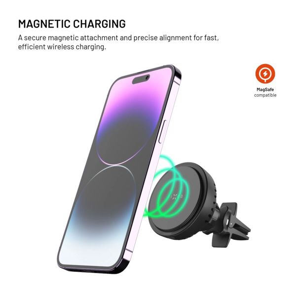 Fixed MagCool - Handyhalterung auto - Lüftungsgitter - MagSafe - Kabelloses Ladegerät - Schwar