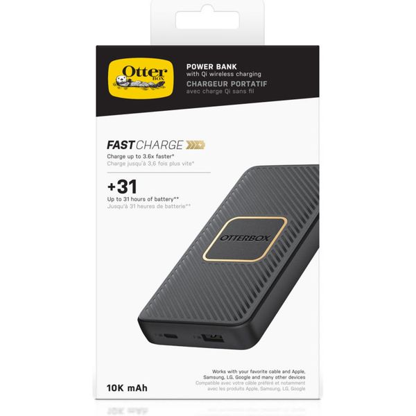 OtterBox ﻿Powerbank USB-C - 10.000 mAh - Kabelloses Aufladen - Power Delivery - Schwarz