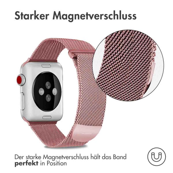 imoshion Mailändische Magnetarmband für die Apple Watch Series 1 bis 9 / SE (38/40/41 mm) | Series 10 (42 mm) - Größe S - Rosa