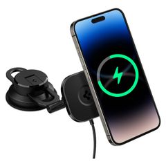 Spigen OneTap Pro 3 - Handyhalterung Auto - Armaturenbrett und Windschutzscheibe - Kabelloses Ladegerät - Magnetisch - Schwarz