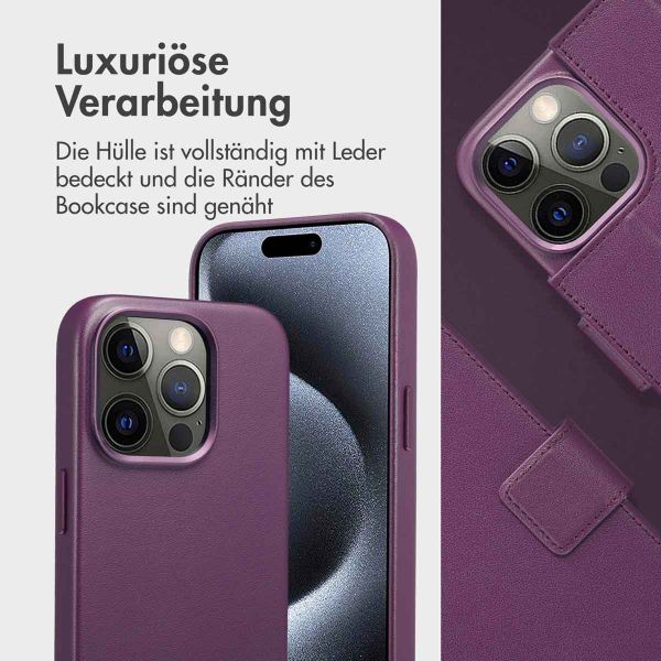 Accezz 2-in-1 Klapphülle aus Leder mit MagSafe für das iPhone 15 Pro - Heath Purple