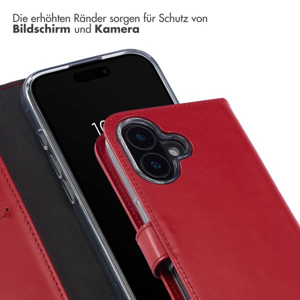 Selencia Echtleder Klapphülle für das Apple iPhone 16 - Rot