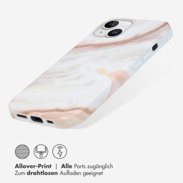 Selencia Aurora Fashion Back Case für das iPhone 15 - Strapazierfähige Hülle - 100% recycelt - Weißer Marmor