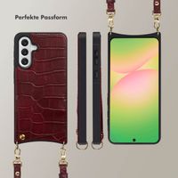 Selencia Nova Croco HandyHülle mit Kordel und Kartenhalter Samsung Galaxy A56 - Burgundy