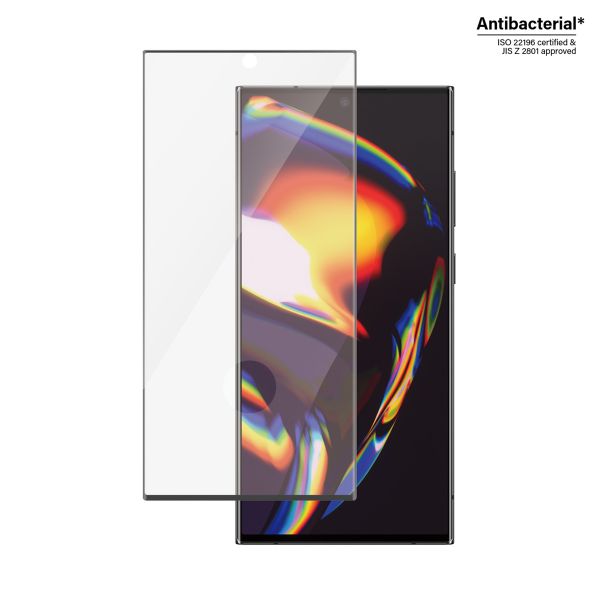 PanzerGlass Ultra-Wide Fit Antibakterieller Displayschutz mit Applikator für das Samsung Galaxy S23 Ultra - Schwarz