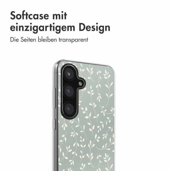 imoshion  Design Hülle für das Samsung Galaxy S25 - Smoke Green Flowers