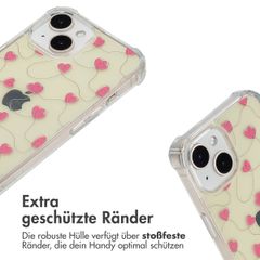 imoshion Design Hülle mit Band Apple iPhone 15 - Dusty Rose Connected Hearts