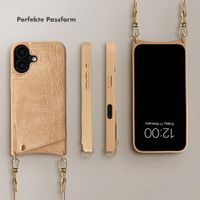 Selencia Nova Croco HandyHülle mit Kordel und Kartenhalter Apple iPhone 17 - Toasted Almond