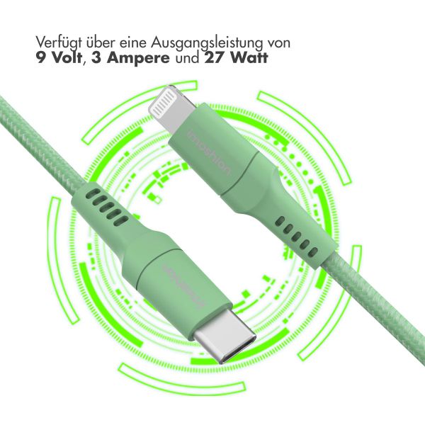 imoshion ﻿Lightning- auf USB-C-Kabel – nicht MFi-zertifiziert – Geflochtenes Gewebe – 2 m – Grün