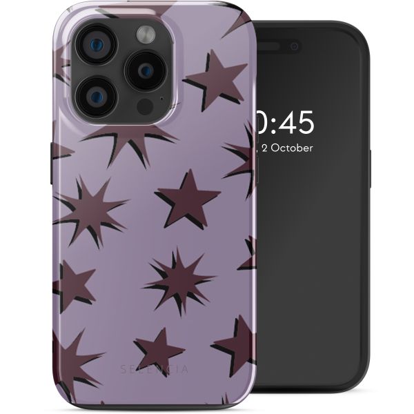 Selencia Vivid Tough Back Cover MagSafe für das iPhone 15 Pro - Stars Plum Lilac