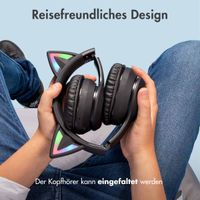 imoshion Kabellose Kinderkopfhörer LED Light Cat Ear - Dezibelbegrenzer - Mit AUX-Kabel - Schwarz