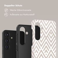 Selencia Vivid Tough Back Cover für das Samsung Galaxy S25 - Beige Zigzag