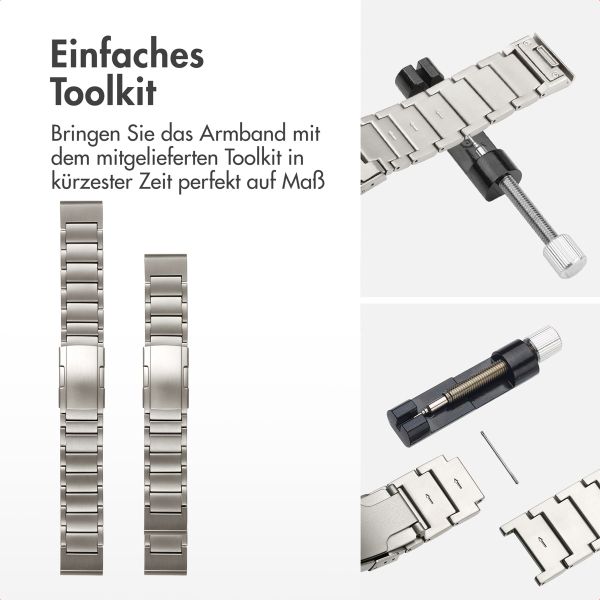 Accezz Mattes Titanstahlarmband -   Garmin 22 mm Anschluss - Titanium