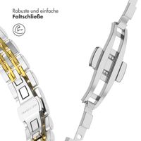 Selencia Jubilee inspiriertes schmales Edelstahlarmband für Apple Watch Series 1 t/m 9 / SE (38/40/41 mm) | Series 10 / 11 (42 mm) - Silber und Gold