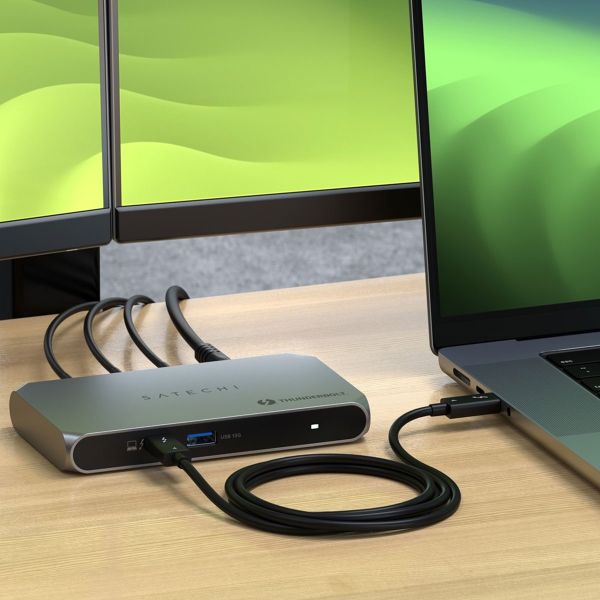 Satechi Thunderbolt 4 Slim Hub Pro - Desktop-Hub für Mac, iPhone, iPad und Windows - Space Grey