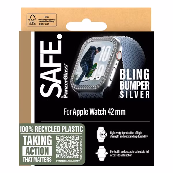 PanzerGlass Bling Bumper für die Apple Watch Series 10 / 11 - 42 mm - Silber