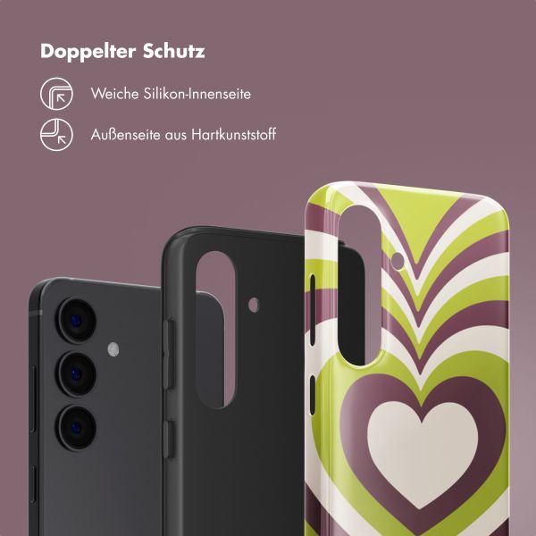 Selencia Vivid Back Cover Samsung Galaxy S24 - Double Hearts Plum Fern