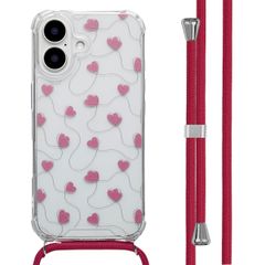 imoshion Design Hülle mit Band Apple iPhone 16 - Dusty Rose Connected Hearts