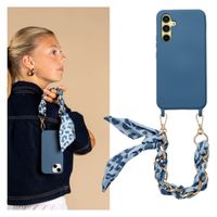 Selencia Back Cover mit Luxuriöser Handschlaufe Samsung Galaxy A54 (5G) - Blau