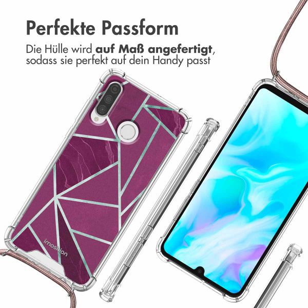 imoshion Design Hülle mit Band für das Huawei P30 Lite - Bordeaux Graphic