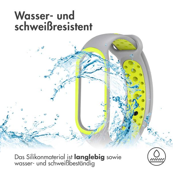 imoshion Silikonband Sport für das Xiaomi Mi Band 7 - Grau / Lime