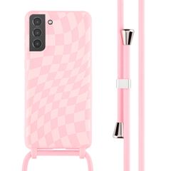 imoshion SilikonHülle design mit Band Samsung Galaxy S21 Plus - Retro Pink